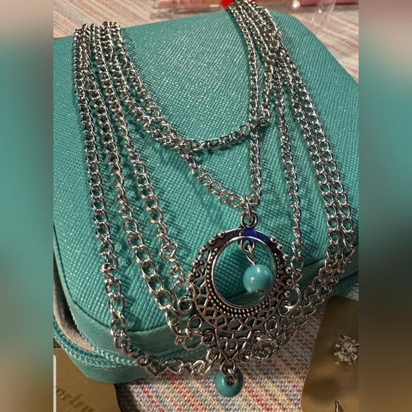 New & Unique Silver Anklet Multi-layer with Turquoise Beads - Picture 8 of 11